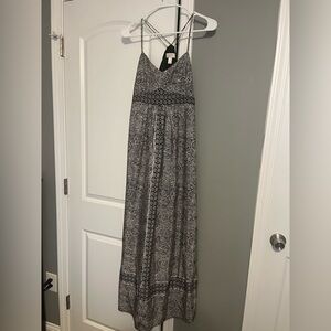 LOFT Black and White Paisley Maxi Dress